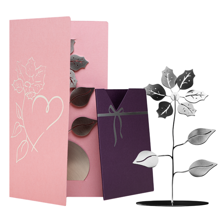 Mazais ziediņš ar pelēkrozā (old rose) kartiņu un violetu ieliktni