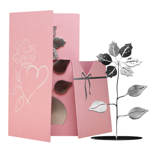 Mazais ziediņš ar pelēkrozā (old rose) kartiņu un ieliktni