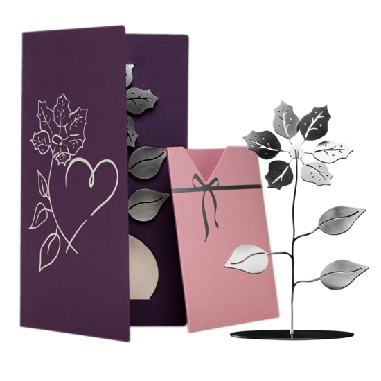 Mazais ziediņš ar violetu kartiņu un pelēkrozā (old rose) ieliktni